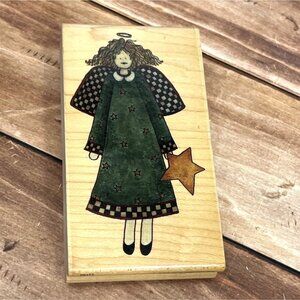 HTF STAMPINGTON & COMPANY D6113 STARLA WOOD MOUNTED RUBBER STAMP BY DEBBIE MUMM